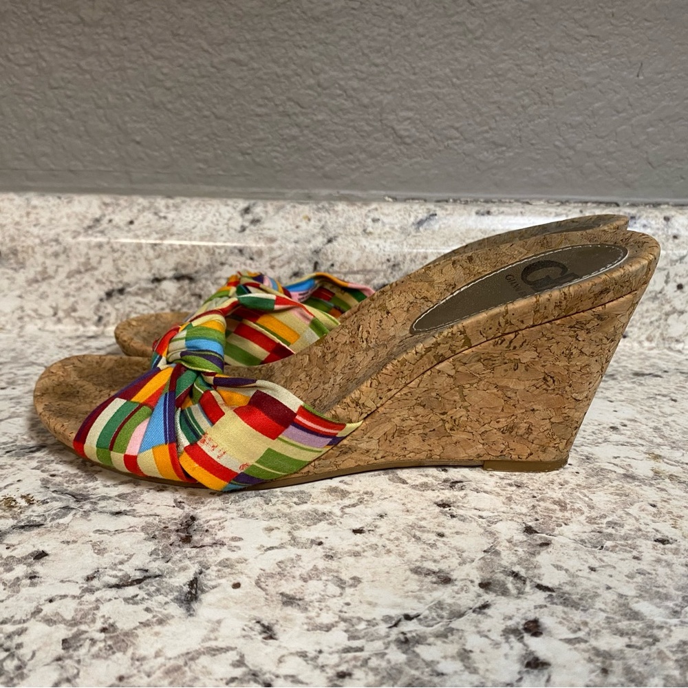 GB GIANNI BINI Multi colored cork wedge Sandals in size 8.5